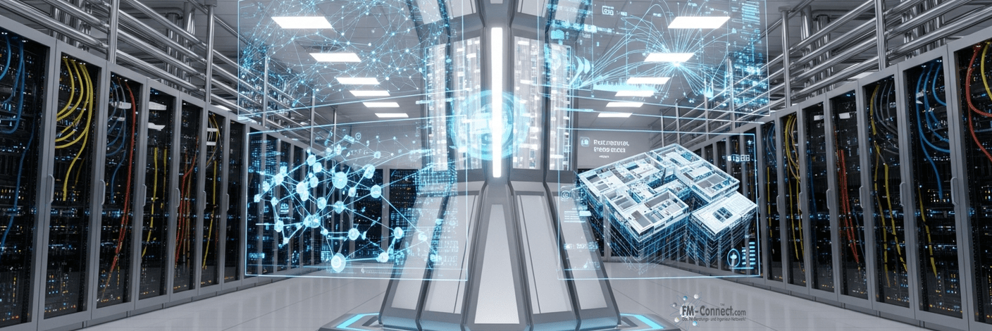 Zentrale Komponenten der Digitalisierung mit Software Datenmanagement und vernetzten Systemen im Facility Management